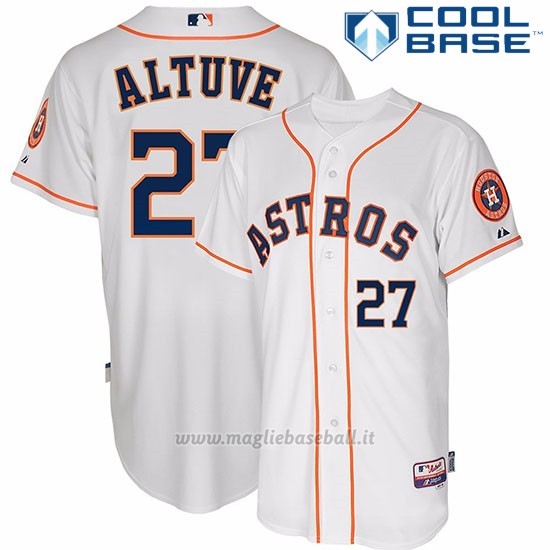 Maglia Baseball Uomo Houston Astros Jose Altuve Majestic Autentico Collezione Bianco Cool Base